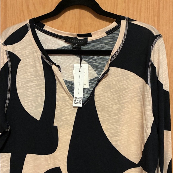 Sanctuary Black and Cream Abstract Long Sleeve Top - Picture 2 of 3